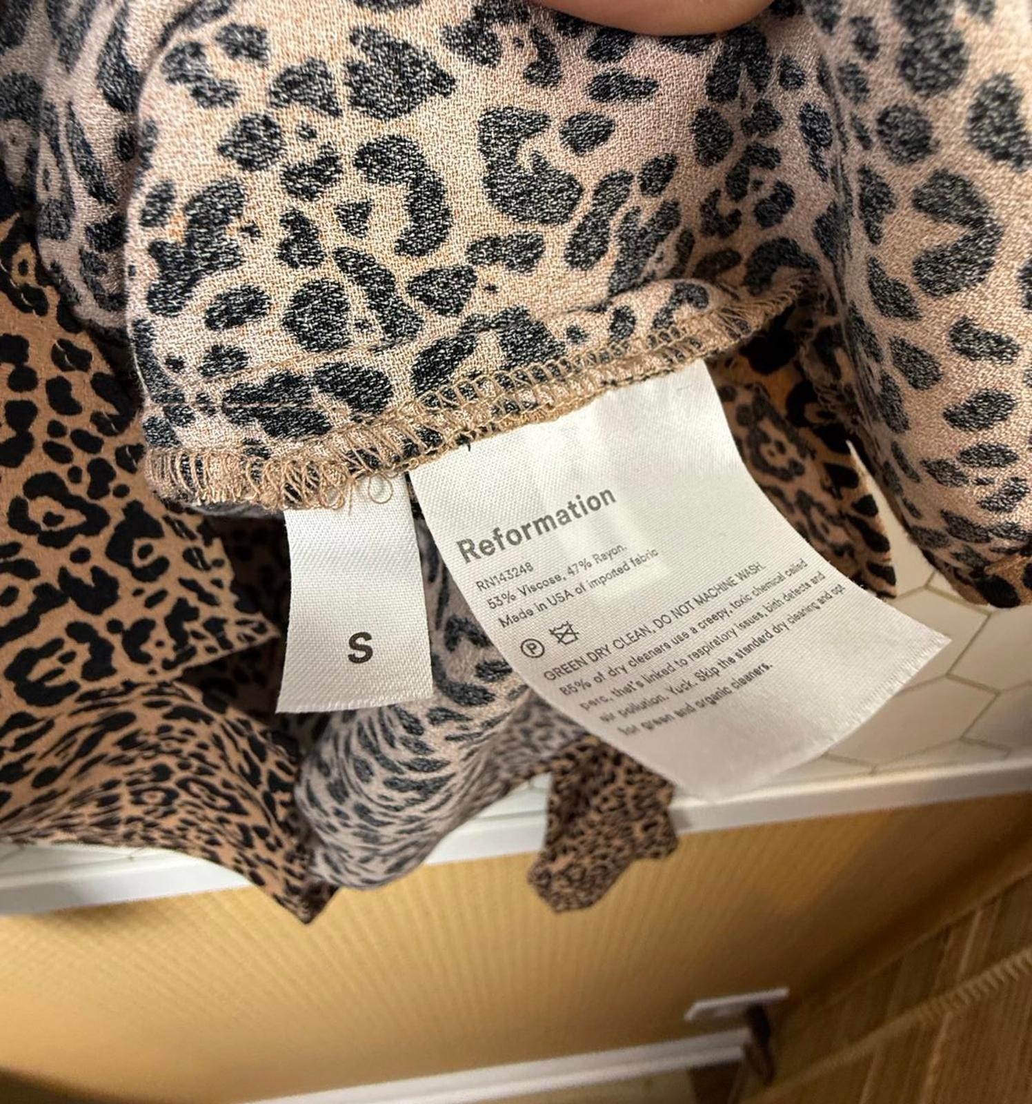 Reformation Black Patterned Button Down Annaliese… - image 7