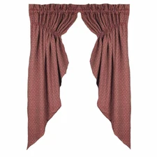 Home Collection by Raghu Philmont Jacquard Barn Red Gathered Swag, 72 by 63