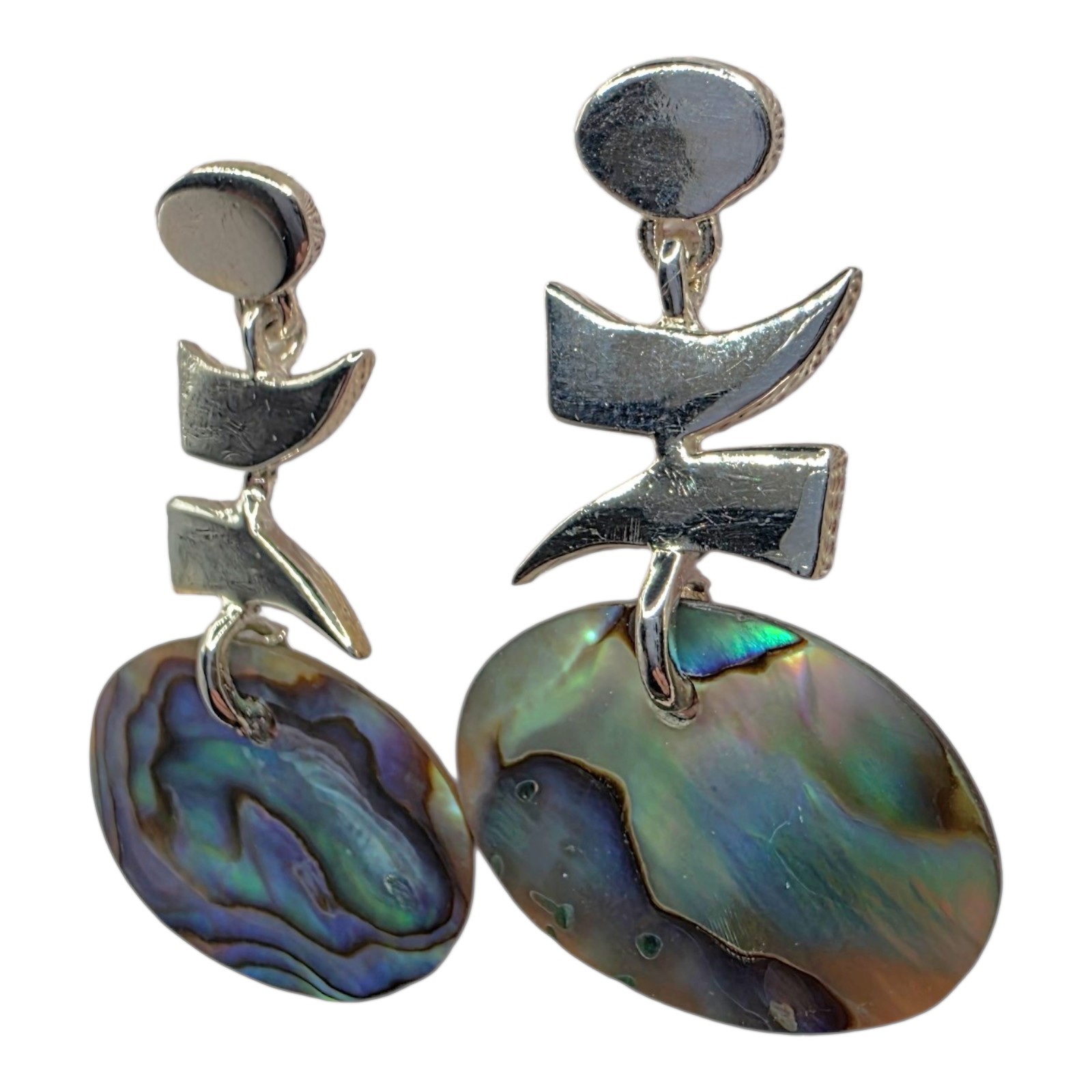 Solid 925 Sterling Silver Abalone Shell Dangle Ea… - image 4