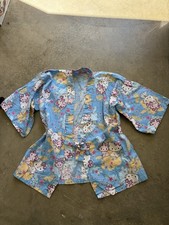 Charmmy Kitty Hello Kitty Girls Blue Kimono Robe Cotton Floral Size M