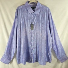 Barry Wang 20% Silk Dress Shirt Mens 3XL Lilac Purple Irridescent Paisley