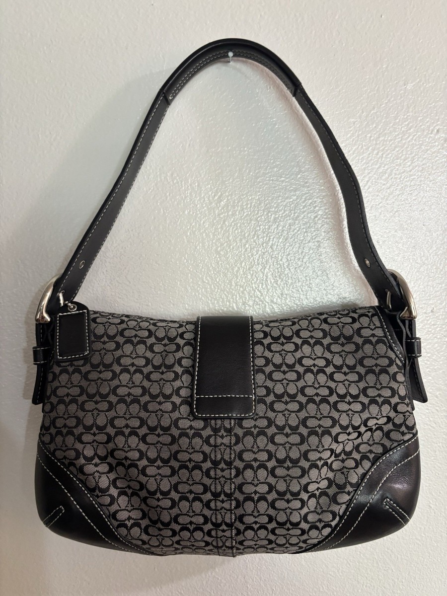Coach Vintage Soho Black & Grey Signature C & Black Leather