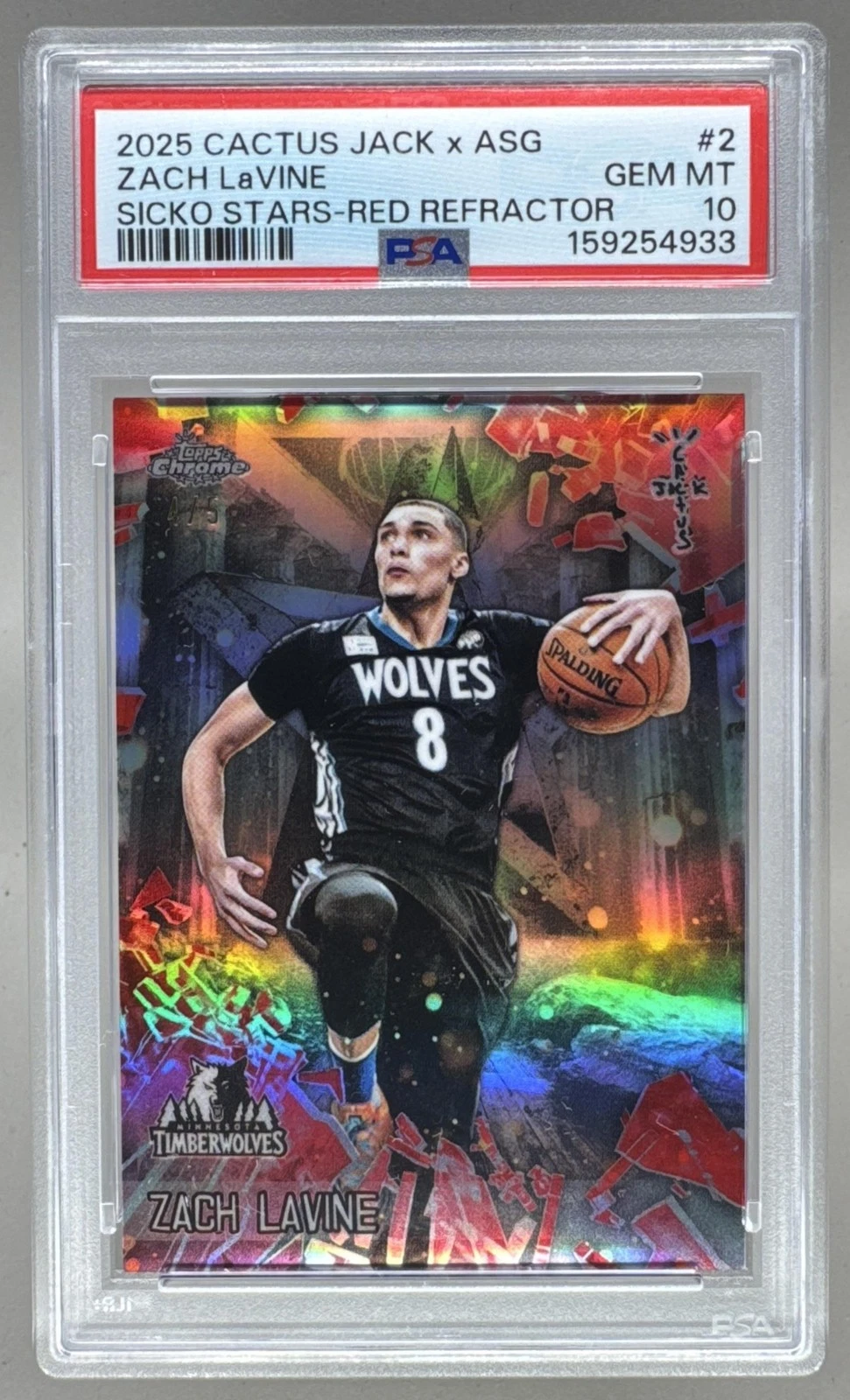 Zach LaVine 2025 Topps Chrome Cactus Jack All-Star Red Sicko Stars 4/5 PSA 10