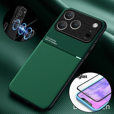 Hülle für iPhone 17 Pro 16 15 14 Pro Max 13 12 11 Magnetische Metall-Leder-Hülle