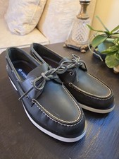 Sperry Men's Top Sider AO 2-Eye Moc Toe Leather Boat Shoes Dark Grey Sz 9M NEW 