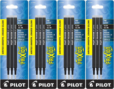 Frixion Gel Ink Refills for Erasable Pens, Fine Point, Black Ink, 4 Pack of 3 Re