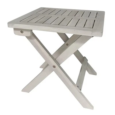 ESTEXO Holz Beistelltisch Klapptisch Gartentisch Balkontisch Gartenmöbel Akazie Weiß