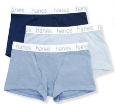 HANES 3 Pk Ultimate Stretch Cotton Blue Navy Boxer Brief Panty Womens L 7 XL 8