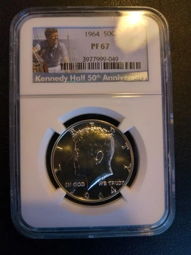 1964 50c Kennedy Silver Half Dollar Coin NGC PF67 50th Anniversary