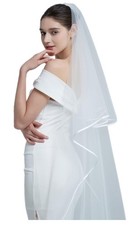 2-Tier Ivory Women's Wedding Bridal Veil with Comb Waltz Length Tulle Veil