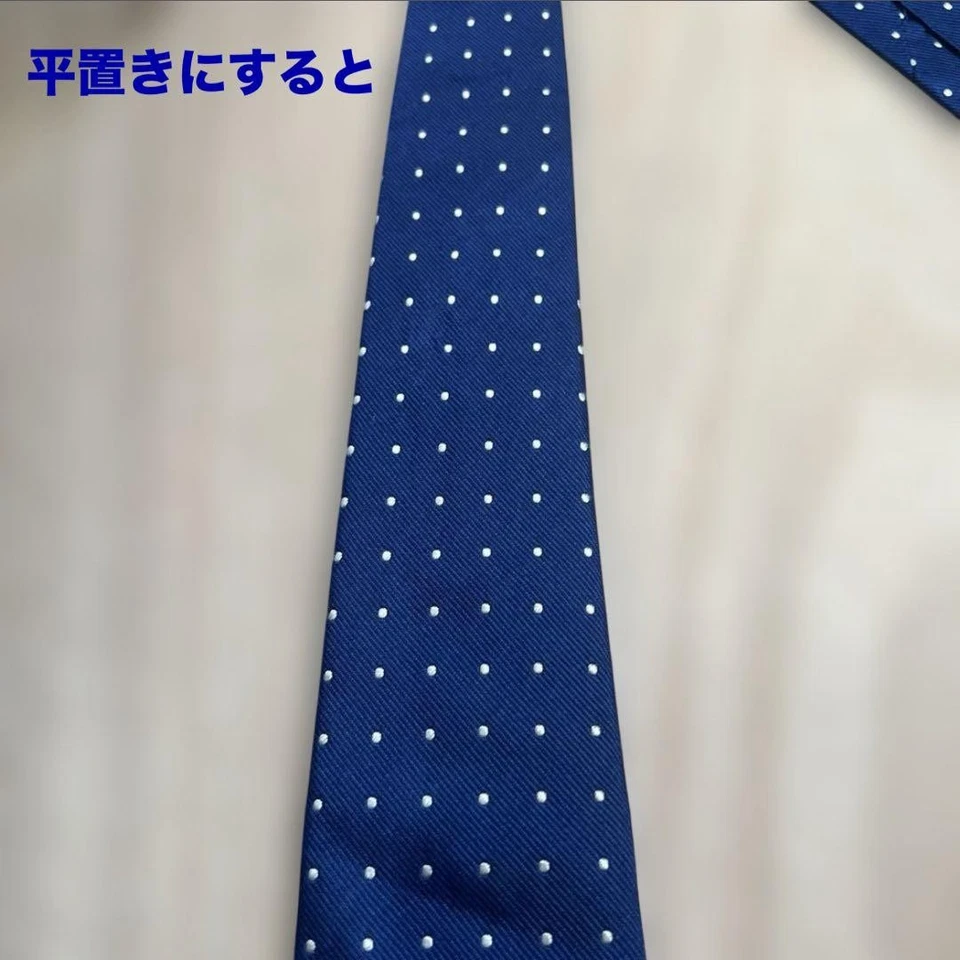Corbata Cuello Drake Azul Blanco Punteada 100% Seda Hecha a Mano en Inglaterra Muy buen regalo Foto 4 de 4