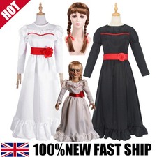 ANNABELLE The Conjuring Doll Adult Kids Costume Fancy Dress Halloween Cosplay