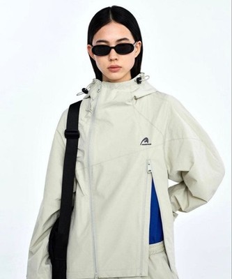 ADERERROR Plue Nylon Windbreaker Jacke Weiß Beige Double Zip aus Japan