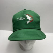 Vintage Labatt Beer Fishing Trout Trucker Hat Green Mesh Snapback Canada 80s 90s