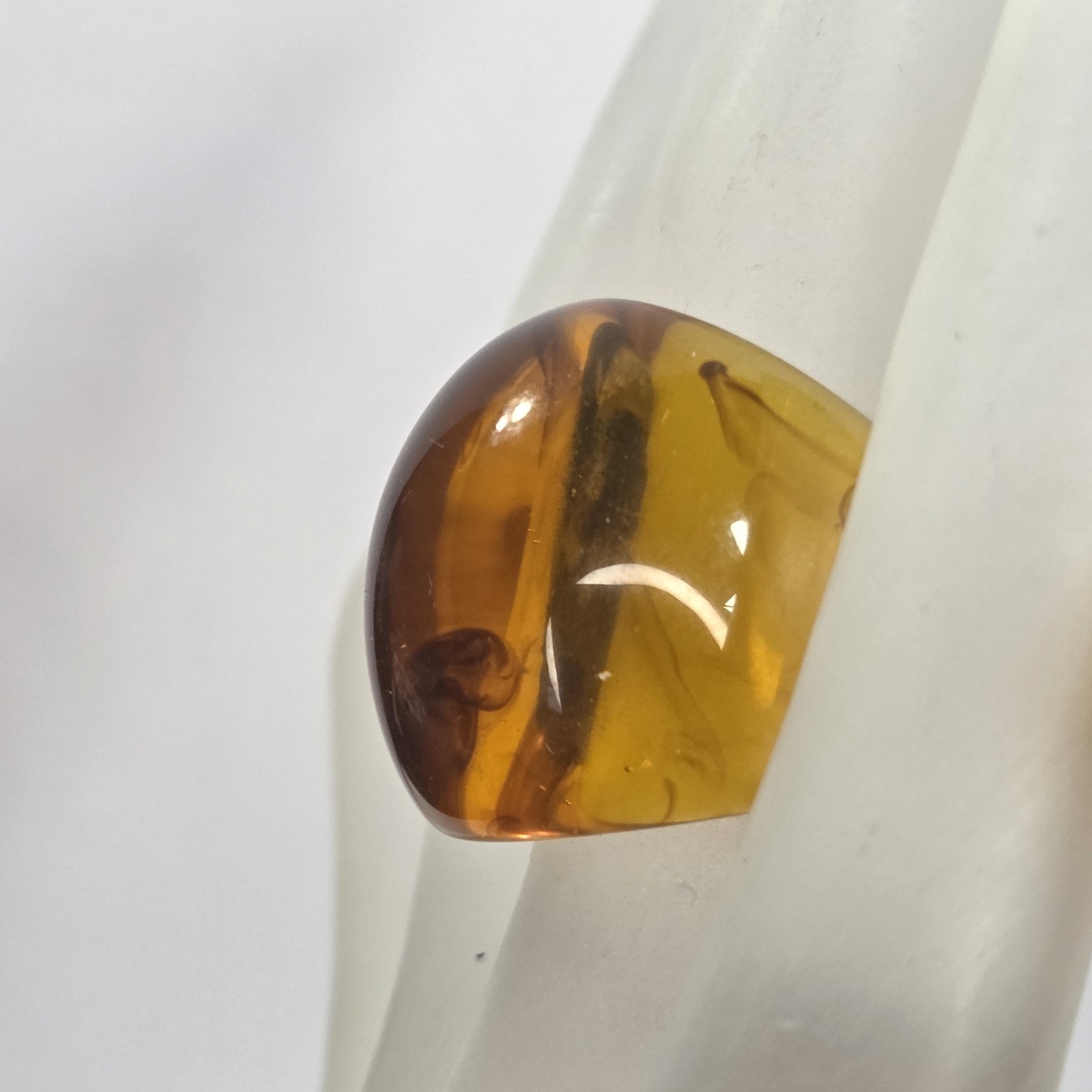 solid formed baltic amber ring inclusions domed s… - image 3