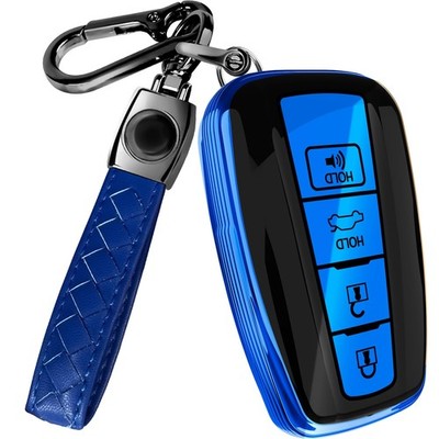 Toyota Key Fob Cover with Leather Keychain for Avalon, Camry, RAV4 & More