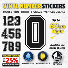 Vinyl Number Stickers 0–9 | Custom Colours | Car, House, Bin, Door Decals
