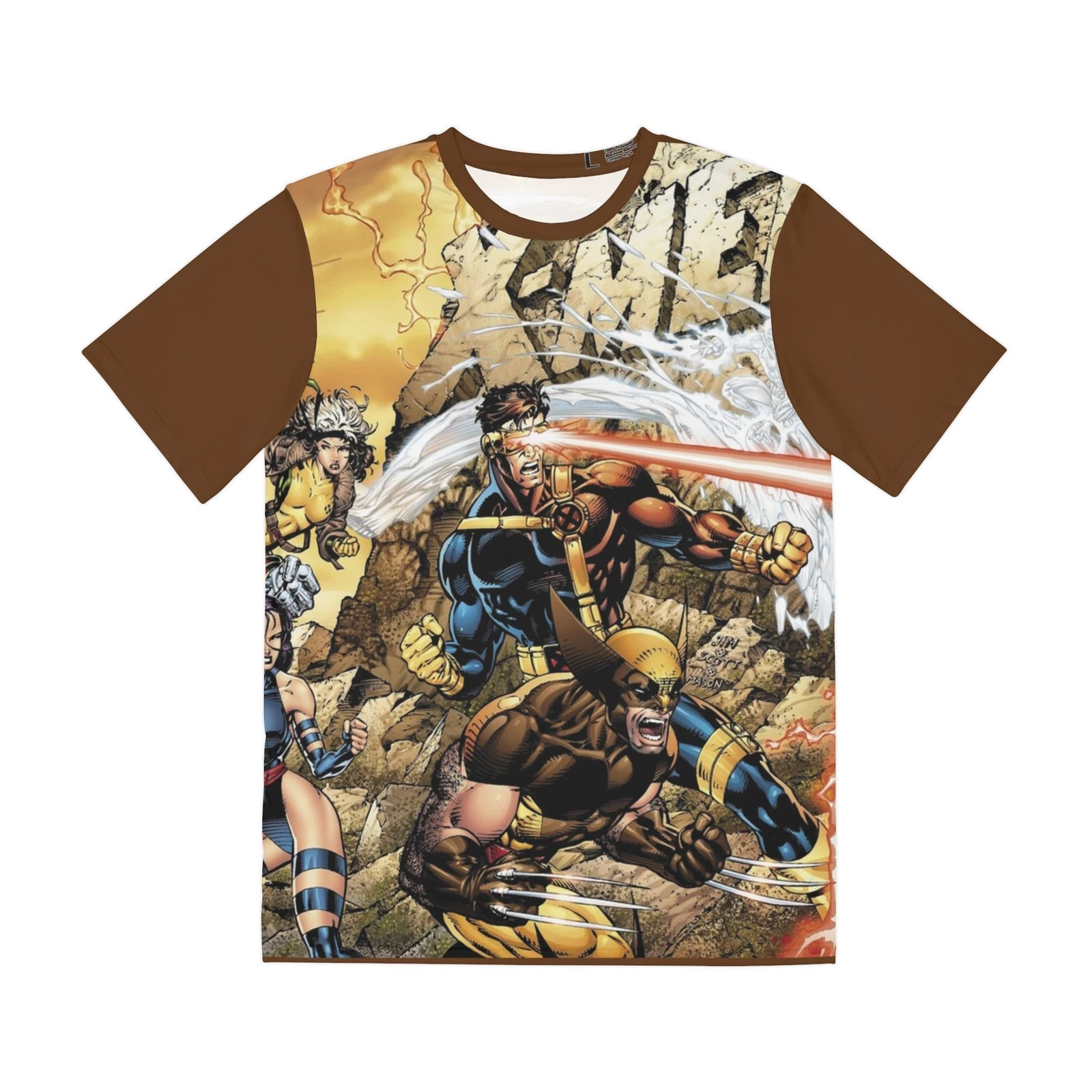 X-Men All Over Print 3D T-Shirt Polyester Jim Lee Wraparound Art Marvel Comics