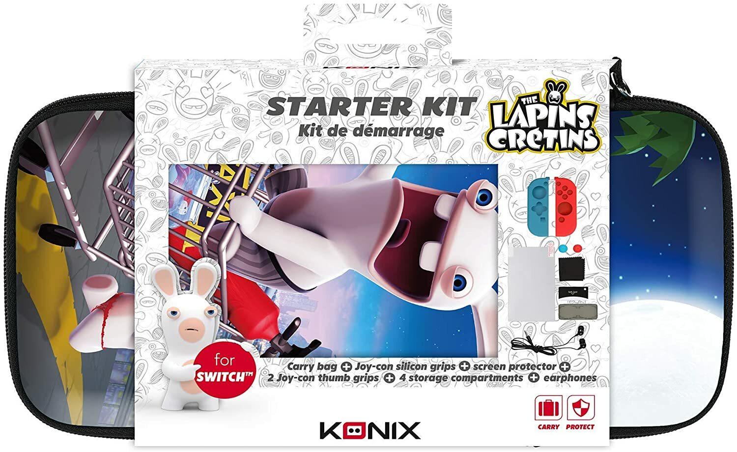 Kit Lapins Crétins Racing Rabbids écouteur Switch neuf accessoires Konix bleu