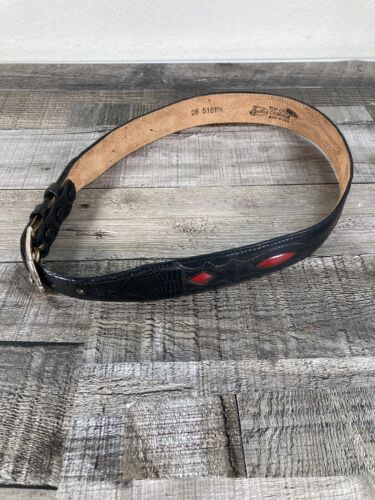 Justin Leather Belt Womens 28 Western Black/Red T… - image 1