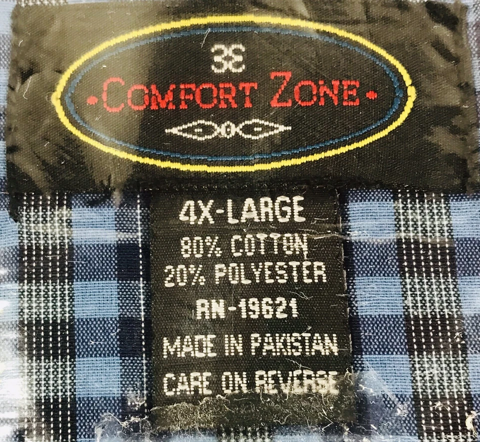 Conjunto de pijama Comfort Zone para hombre 2 piezas NUEVO manga larga/pierna larga talla 4XL azul a cuadros Foto 4 de 4