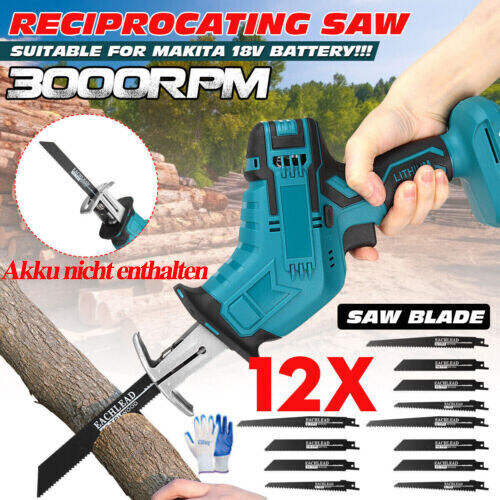 For 18V Makita Akku Elektrische Reciprosäge Säbelsäge +Sägeblätter Ohne Batterie - Bild 2 von 13