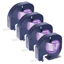 4PK Compatible Dymo LetraTag Refill 16952 12mm Clear Plastic Label Tape LT-100H