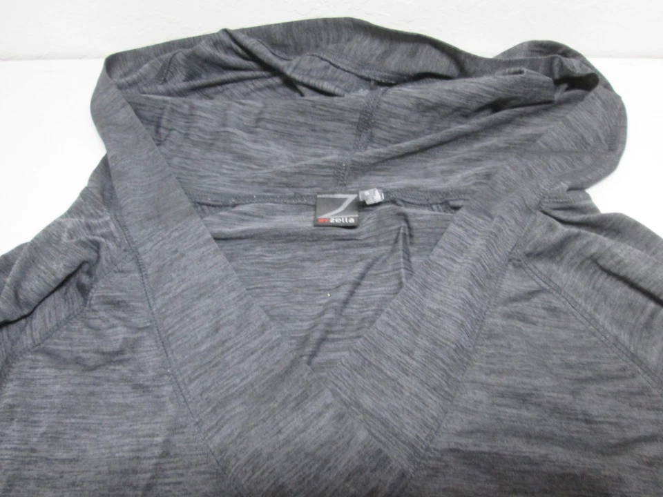 Sudadera con capucha Zella para mujer talla S gris oscuro cuello en V manga larga a rayas elástica activa Foto 4 de 4