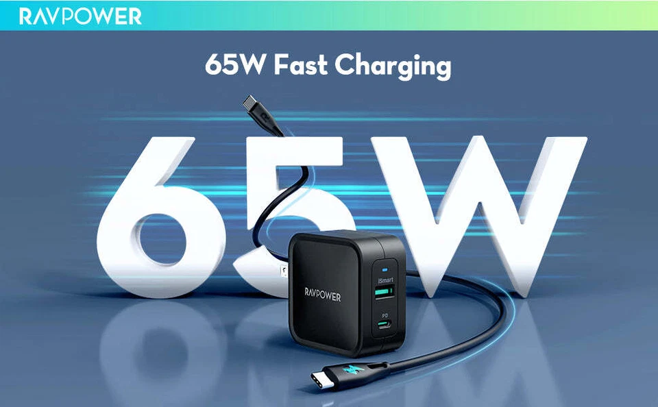 Cargador GaN RP-PC133 65W para MacBook Pro 15,4” carga GaN alimentación inteligente Foto 4 de 4