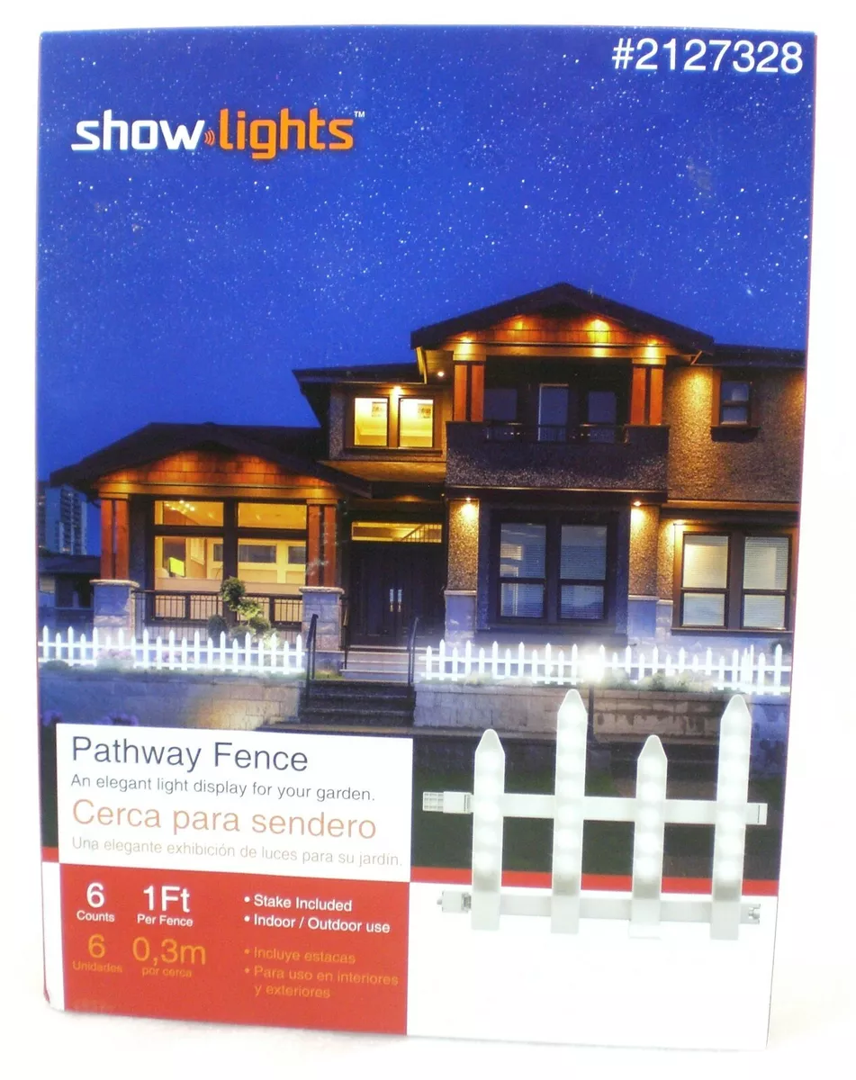 Show Lights 6 Feet Long White Picket Fence Pathway LED Lights