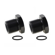 2pcs Aluminum 12-28 To 34-16 Automotive Threaded Oil Filter Adapter Black