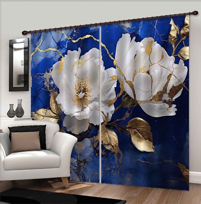 3D Elegant White Flowers G8233 Photo Blockout Curtain Fabric Window Erin 2023