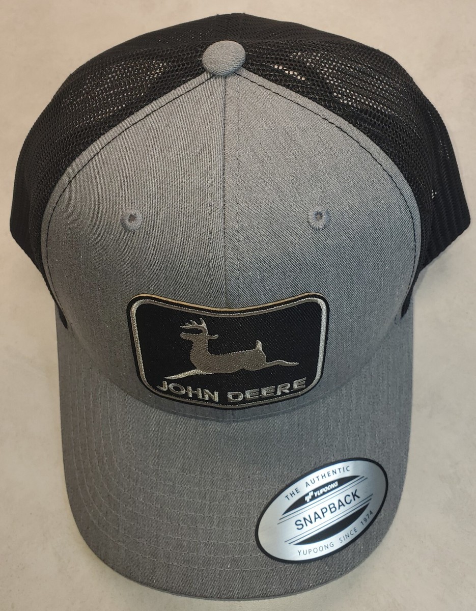 Cappellino John Deere In Pelle Scamosciata – Logo Patch – Grigio/Marrone/Bianco – Snap Back Taglia Unica - 4