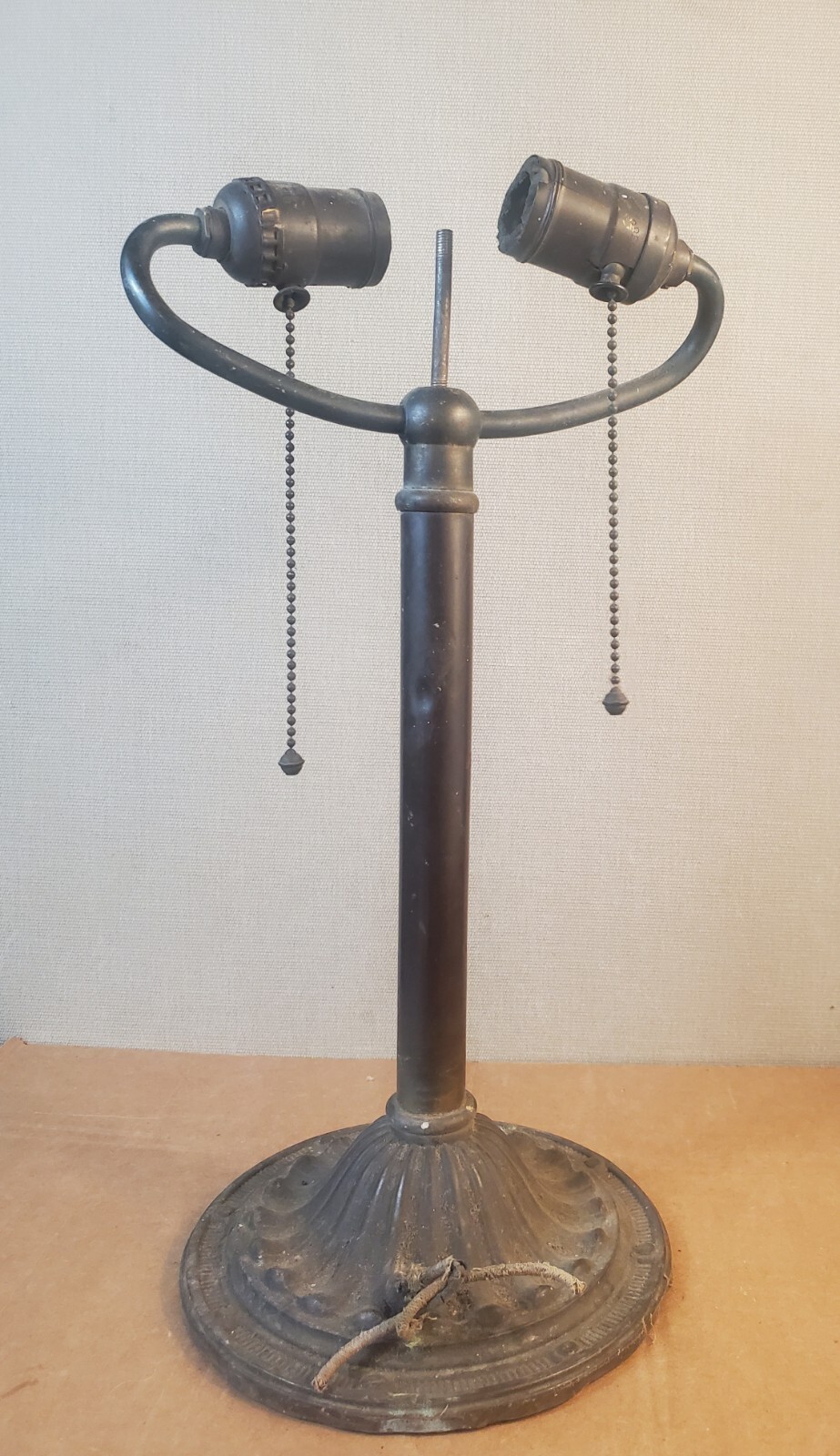 table lamp base brass electric antique restoration part - painted or panel shade-image