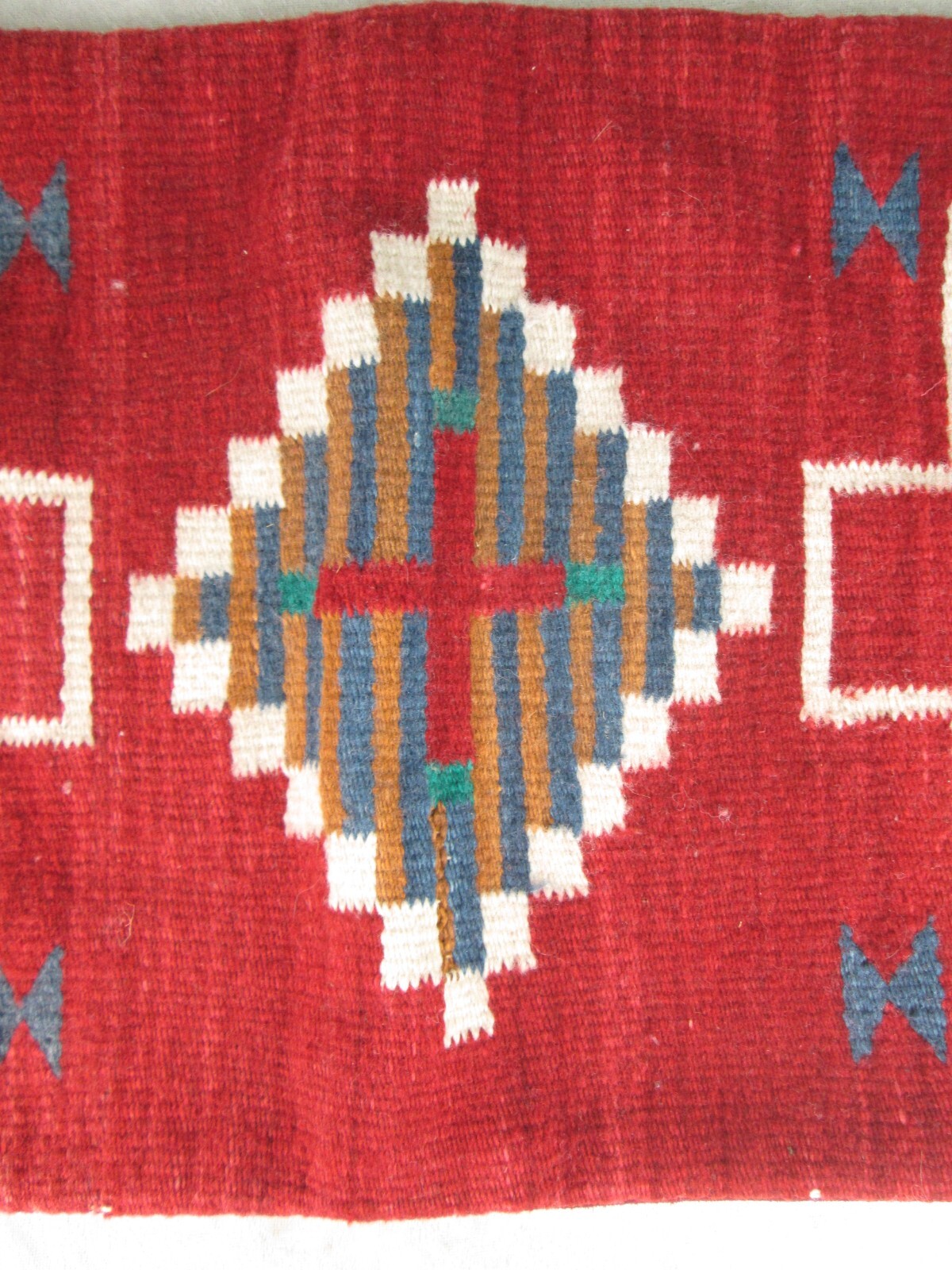 Southwestern Pillow Cover Native American Style Leather Back 14x16-1/2in Vintage