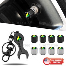 4x Universal Jdm Sport Car Tire Wheels Air Stem Dust Valve Caps Cover Keychain