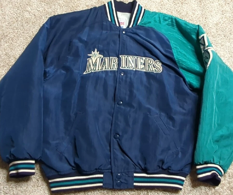 Vintage Seattle Mariners Starter Bomber Jacket Made In USA Satin Quilt  Lined S/M