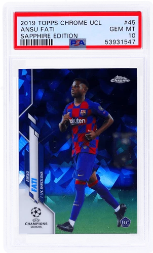 2019 Topps Chrome Sapphire UEFA Champions League Ansu Fati #45 PSA 10