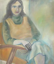 Vintage impressionist oil painting woman portrait