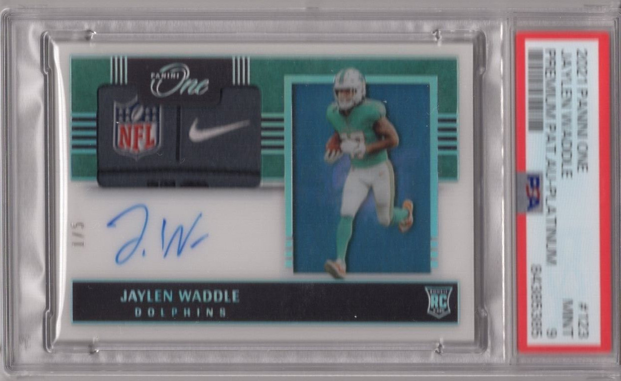 Jaylen Waddle Panini One #123 Premium Patch Autograph-Platinum