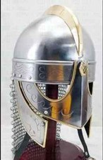 Viking Helmet With Chainmail Medieval Norman Knight Battle Armor Costume Helmet