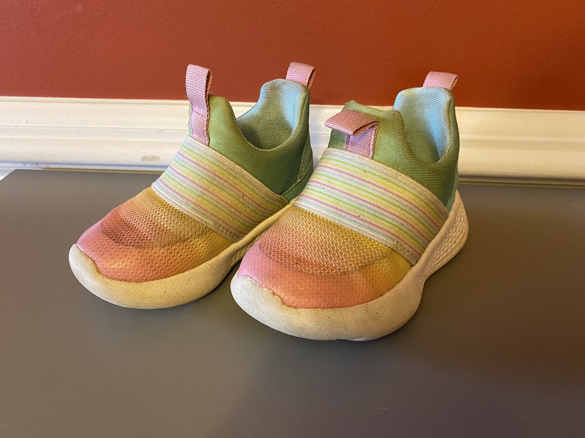 Girls Cat Jack Colorful Rainbow Slip on Sneakers Shoes Toddler Size