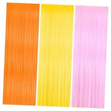 Katchon Orange Pink and Yellow Fringe Backdrop - 3.25x8 Feet, Pack of 3 Easter 