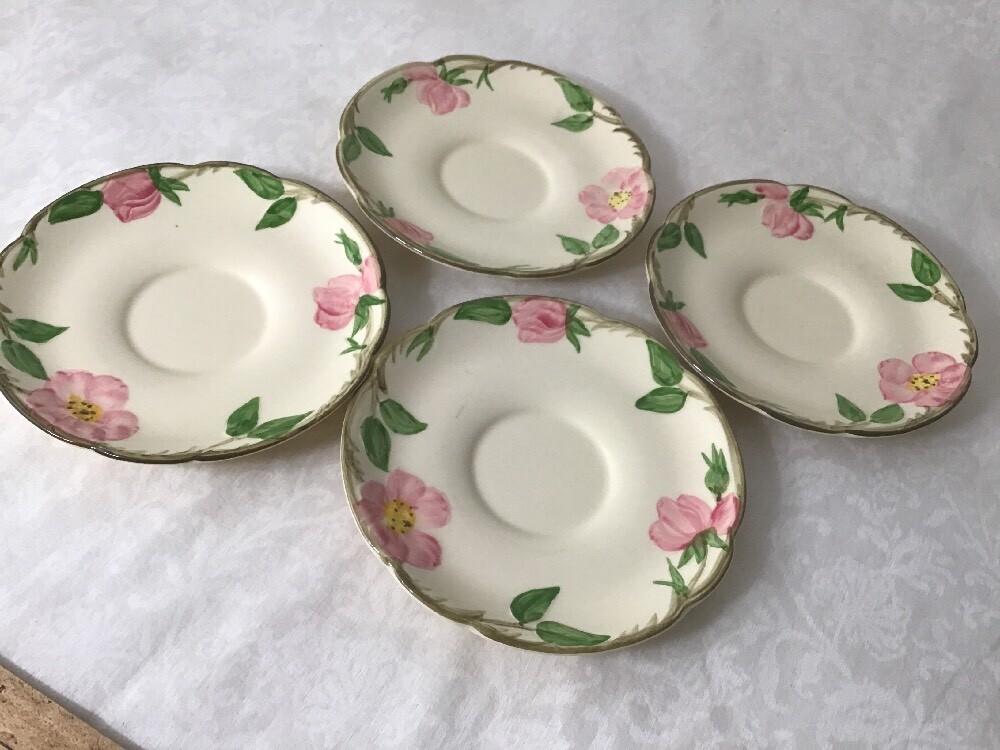 4 Vintage Franciscan Desert Rose Saucers 5.75” TV Stamp 1964  USA