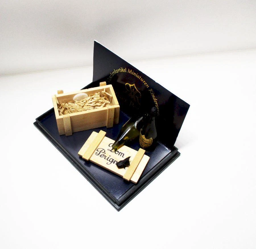 Caja de regalo de champán de lujo Scratch N Dent 1.860/6b Reutter CASA DE MUÑECAS miniatura Foto 3 de 3