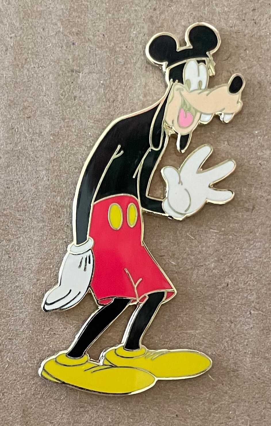 Disney Goofy with Mickey Ears Hat Waving Collectible Pin