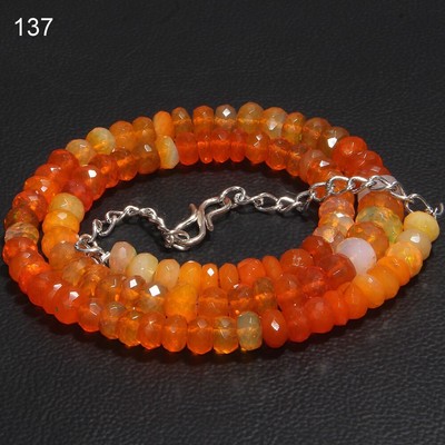 Marvelous Orange Ethiopian Welo Fire Opal Faceted Necklace Gemstone Opal 6X8 mm