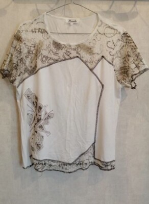 T-Shirt weiß und braune Spitze Gr.38 Prunelle (2202157)