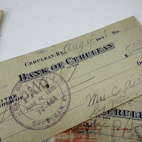 3 Vintage 1938 Checks and Envelopes Cerulean Kentucky Bank of Cerulean - Picture 3 of 7