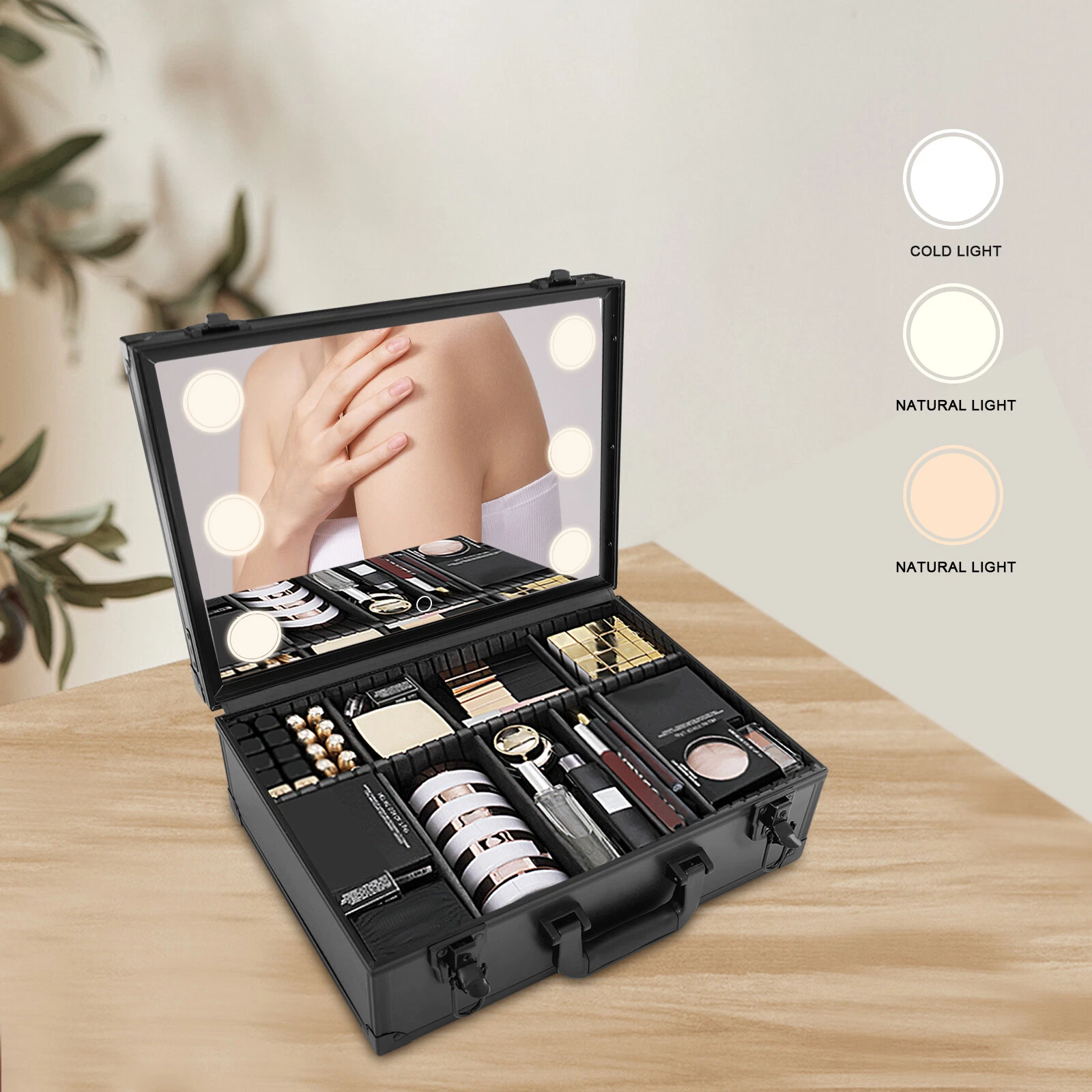 Makeup Bag with Mirror of LED Lighted, Travel Makeup Train Case Cosmetic Bag NEW